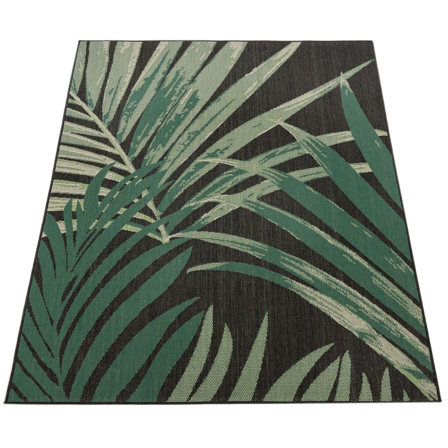 Tropical Outdoor Rug Ostende Palm Trees - Black Green - RugYourHome