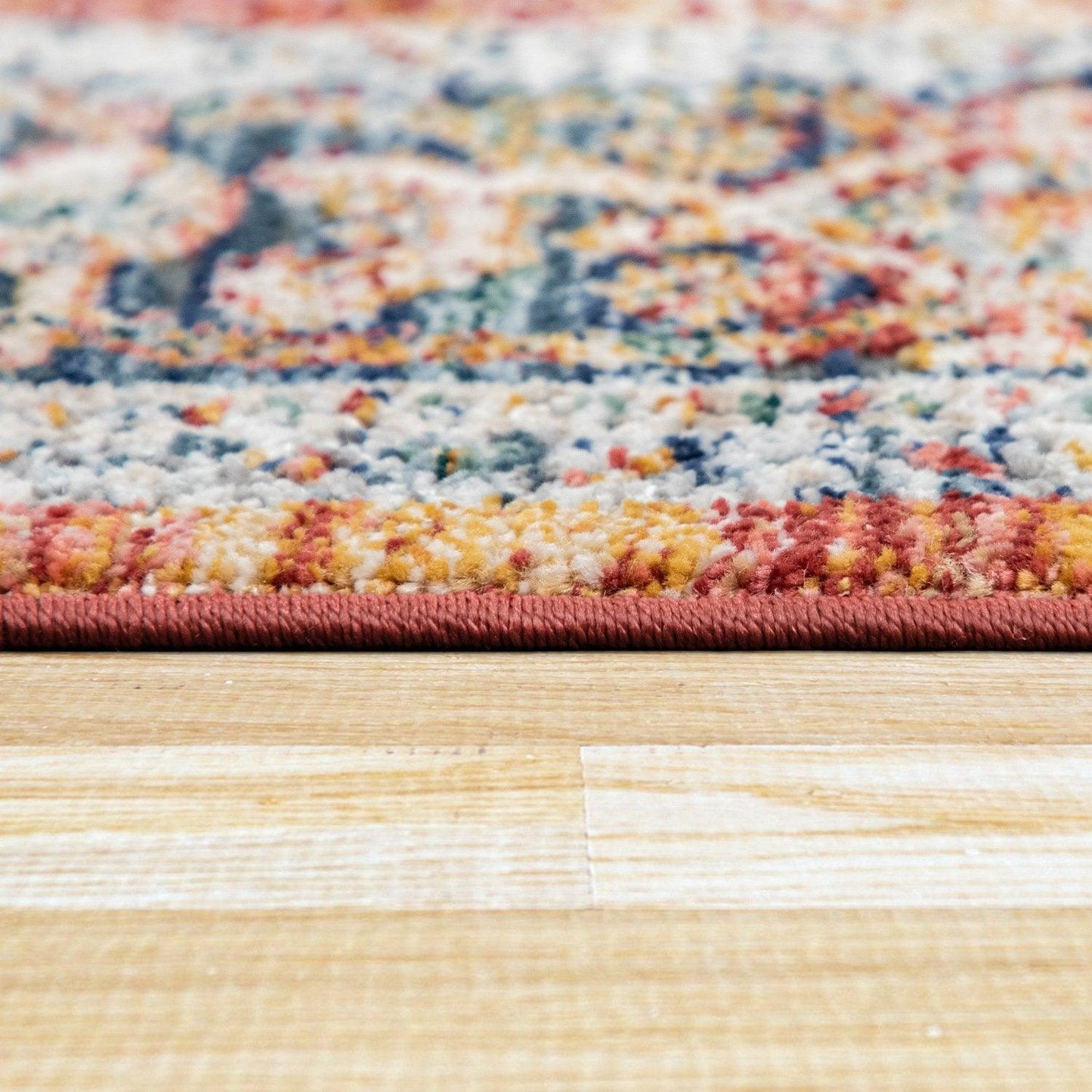 Vintage Rug Oriental Ornaments Border Red Blue Grey - RugYourHome