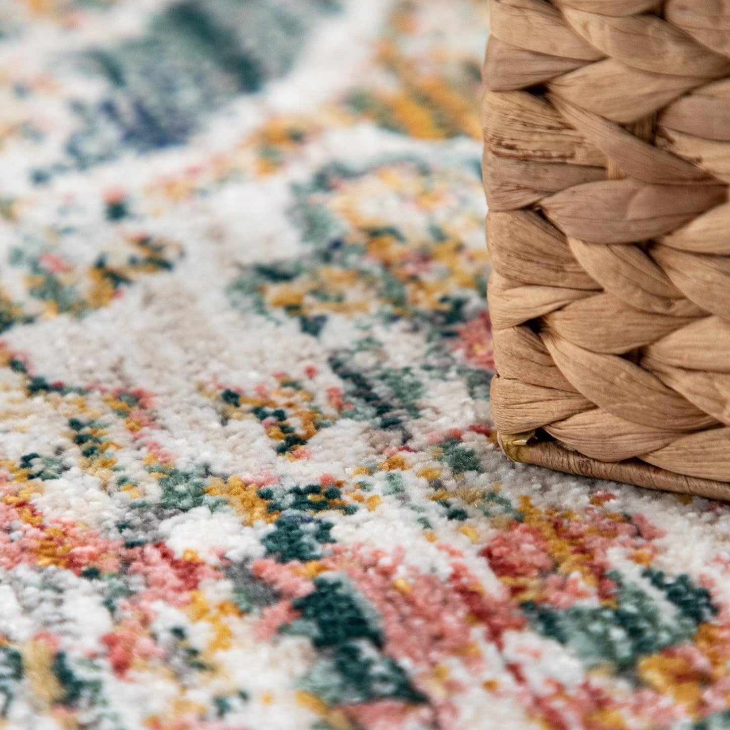 Vintage Rug Oriental Ornaments With Border Blue Green Multicolor - RugYourHome