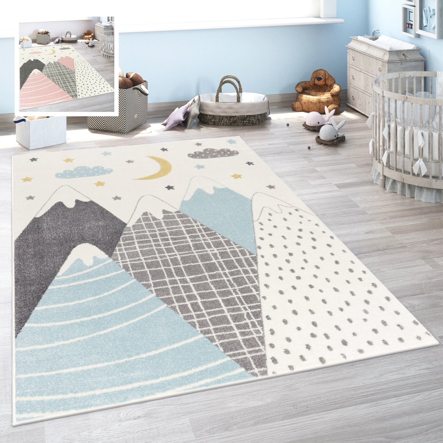 Kids Rug Nino Pastel Colored Mountains & Dreamy Sky