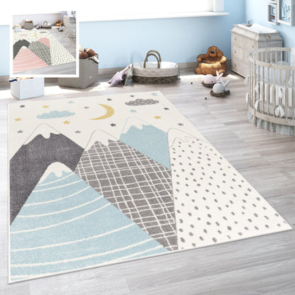 Kids Rug Nino Pastel Colored Mountains & Dreamy Sky