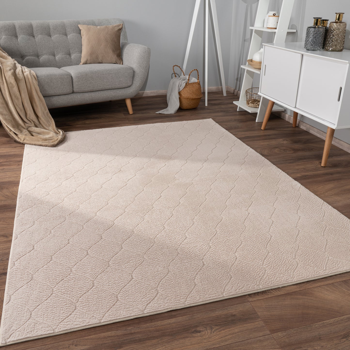 Soft Washable Area Rug Aspen with Moroccan Pattern