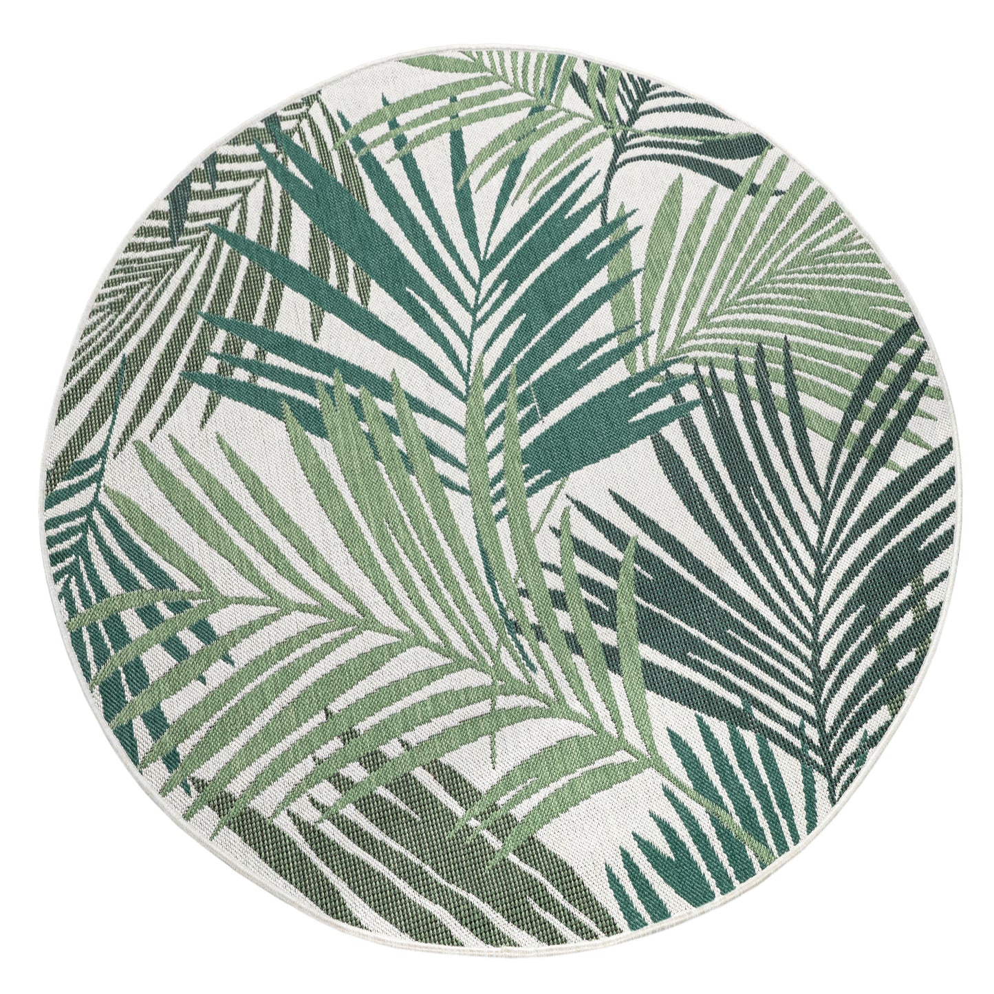 Outdoor Rug Ostende Palm Leaf Pattern - Green White