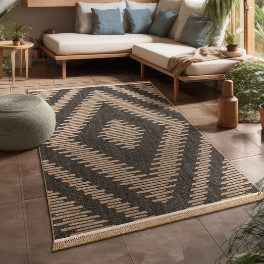 In- & Outdoor Rug Cologne with Bohemian Diamond Pattern