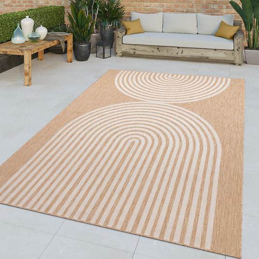 In- & Outdoor Rug Captera with Minimalistic Line Pattern in Nature Beige