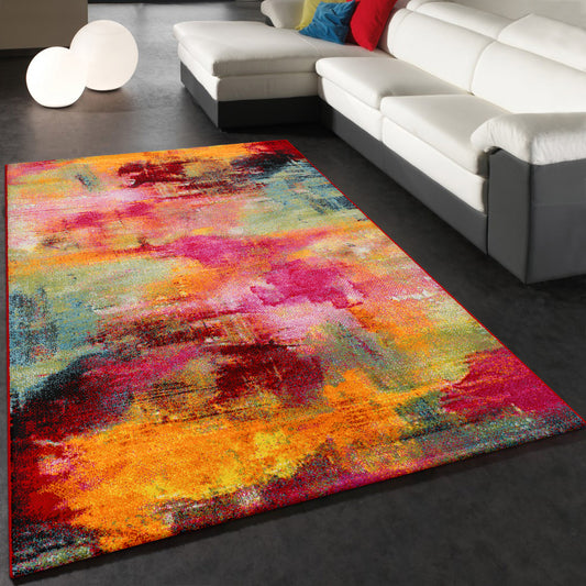 Colorful Area Rug Canvas Artful Design - Multicolor