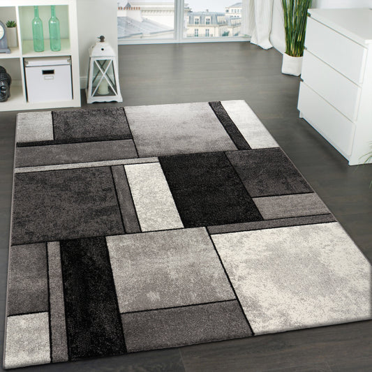 Area Rug Brilliance with Geometric Squares in Black White