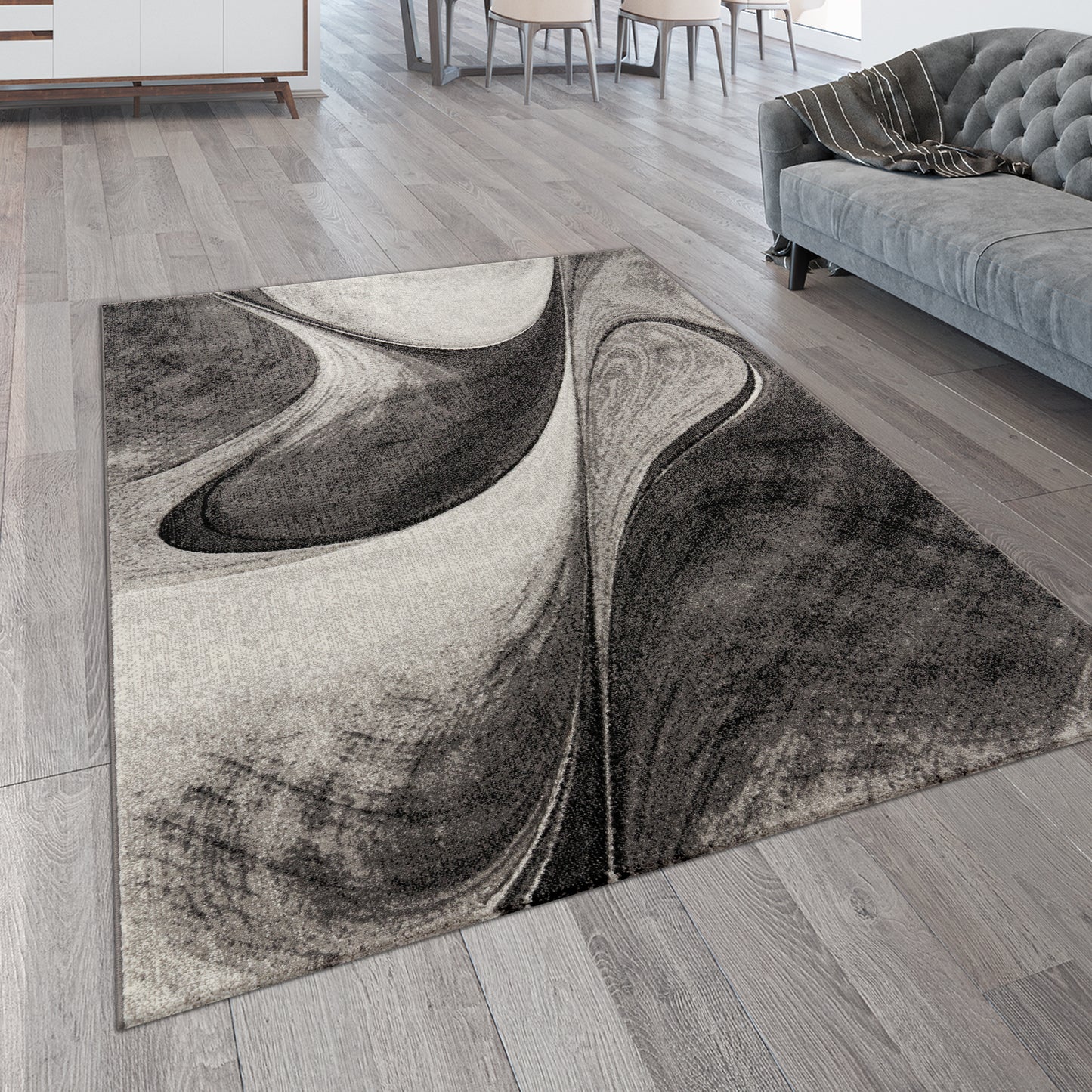 Modern Living Room Rug Brilliance Abstract Design - Grey