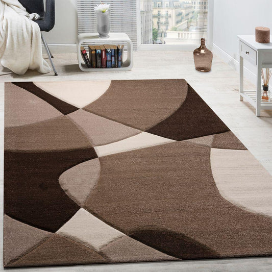 Area Rug Madeira Abstract Curved Pattern - Brown Beige - RugYourHome