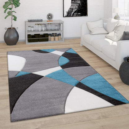 Area Rug Madeira Abstract Curved Pattern - Grey Blue - RugYourHome