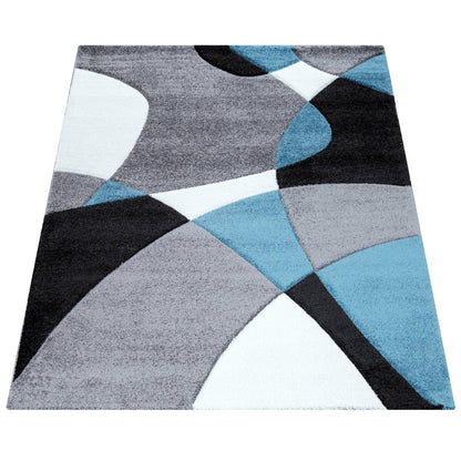 Area Rug Madeira Abstract Curved Pattern - Grey Blue - RugYourHome