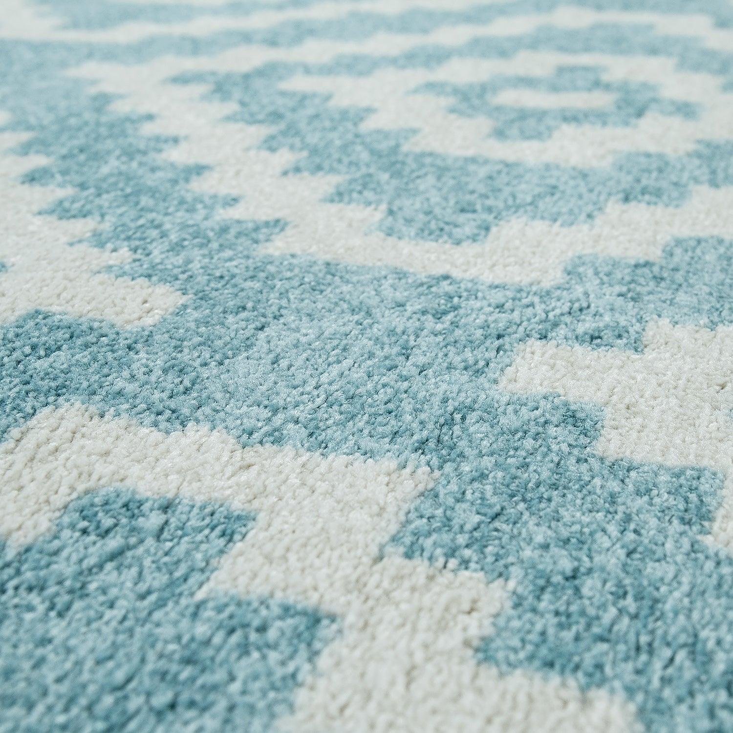 Area Rug Stella Moroccan Diamond Pattern - Pastel Blue White - RugYourHome