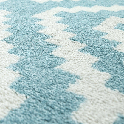 Area Rug Stella Moroccan Diamond Pattern - Pastel Blue White - RugYourHome