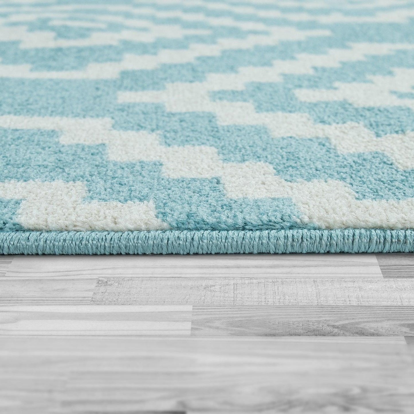 Area Rug Stella Moroccan Diamond Pattern - Pastel Blue White - RugYourHome