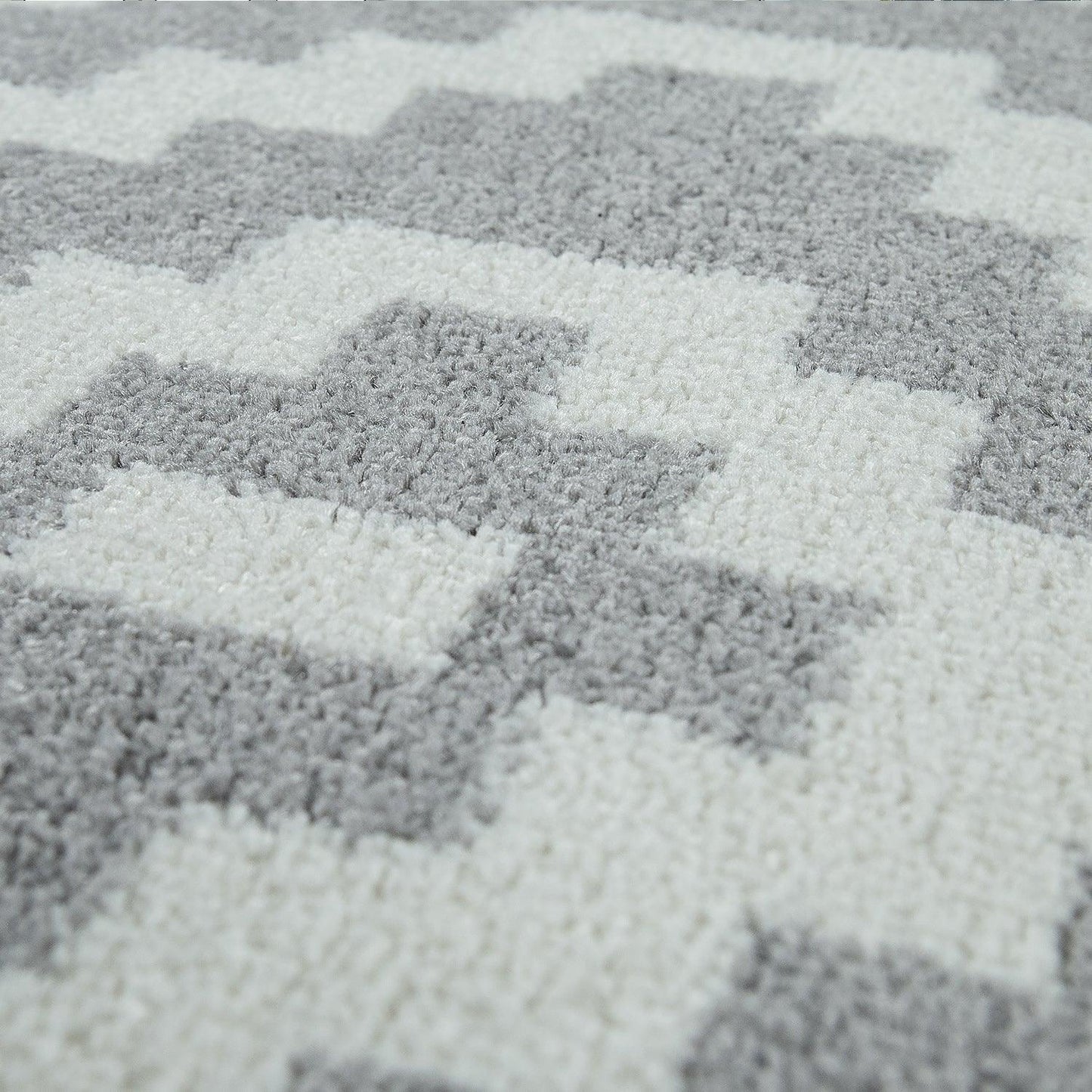 Area Rug Stella Moroccan Diamond Pattern - Pastel Grey White - RugYourHome