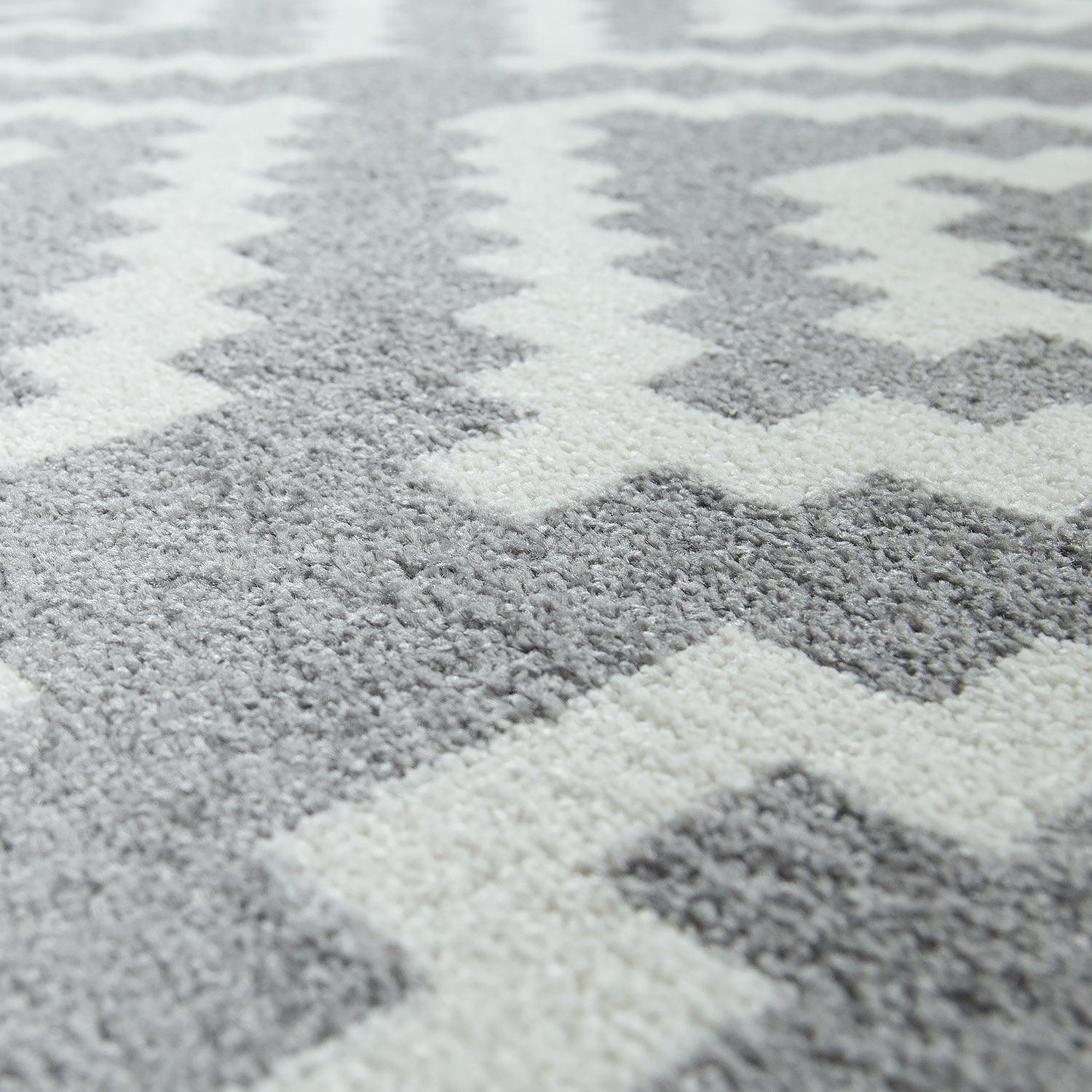 Area Rug Stella Moroccan Diamond Pattern - Pastel Grey White - RugYourHome