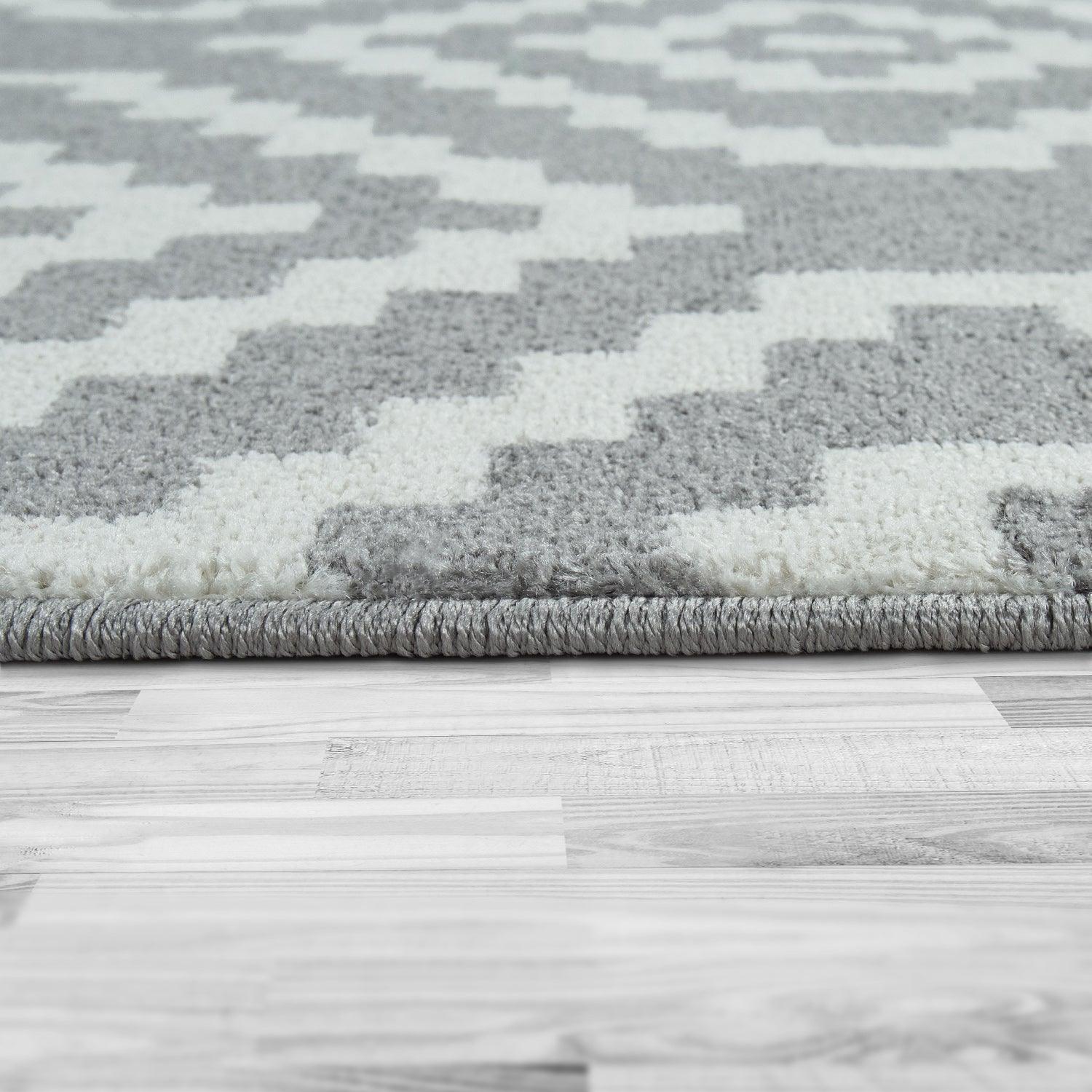 Area Rug Stella Moroccan Diamond Pattern - Pastel Grey White - RugYourHome