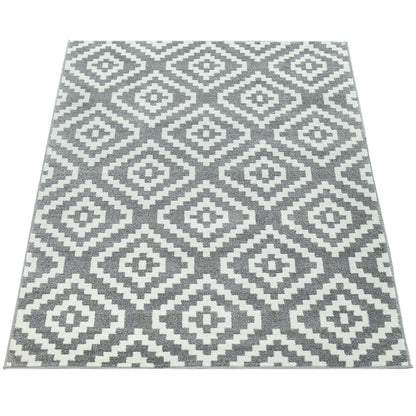 Area Rug Stella Moroccan Diamond Pattern - Pastel Grey White - RugYourHome