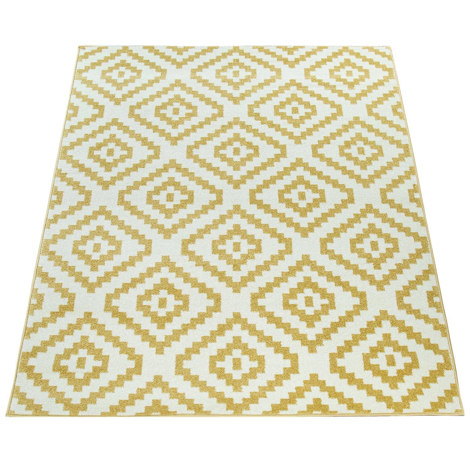 Area Rug Stella Moroccan Diamond Pattern - Pastel Yellow-White - RugYourHome