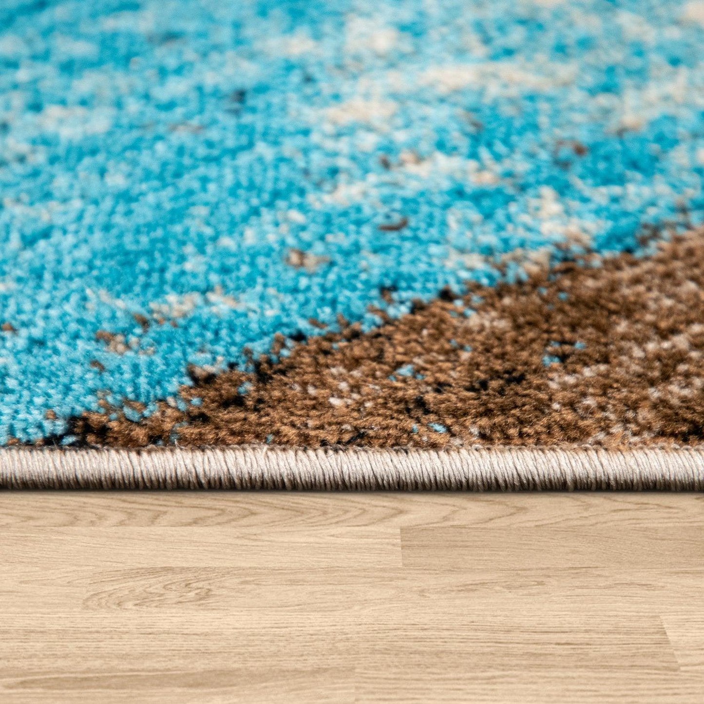 Beige Blue Area Rug Modern Diamond Pattern Low-Pile - RugYourHome