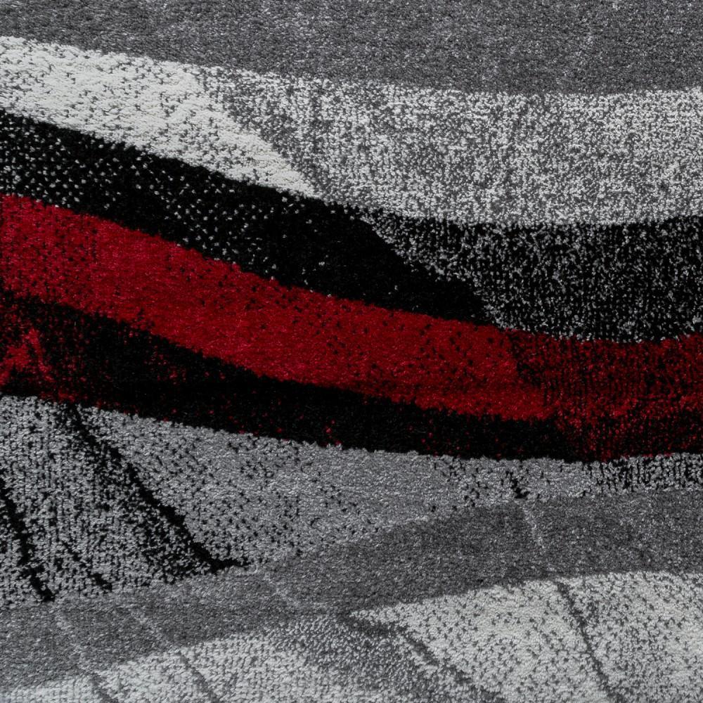 Black Red Grey Designer Rug Modern Wave Effect - RugYourHome