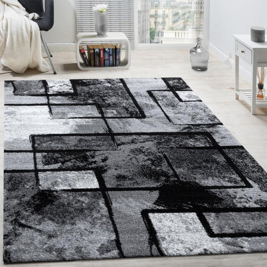 Black White Area Rug Montreal Abstract Paint Effect - RugYourHome