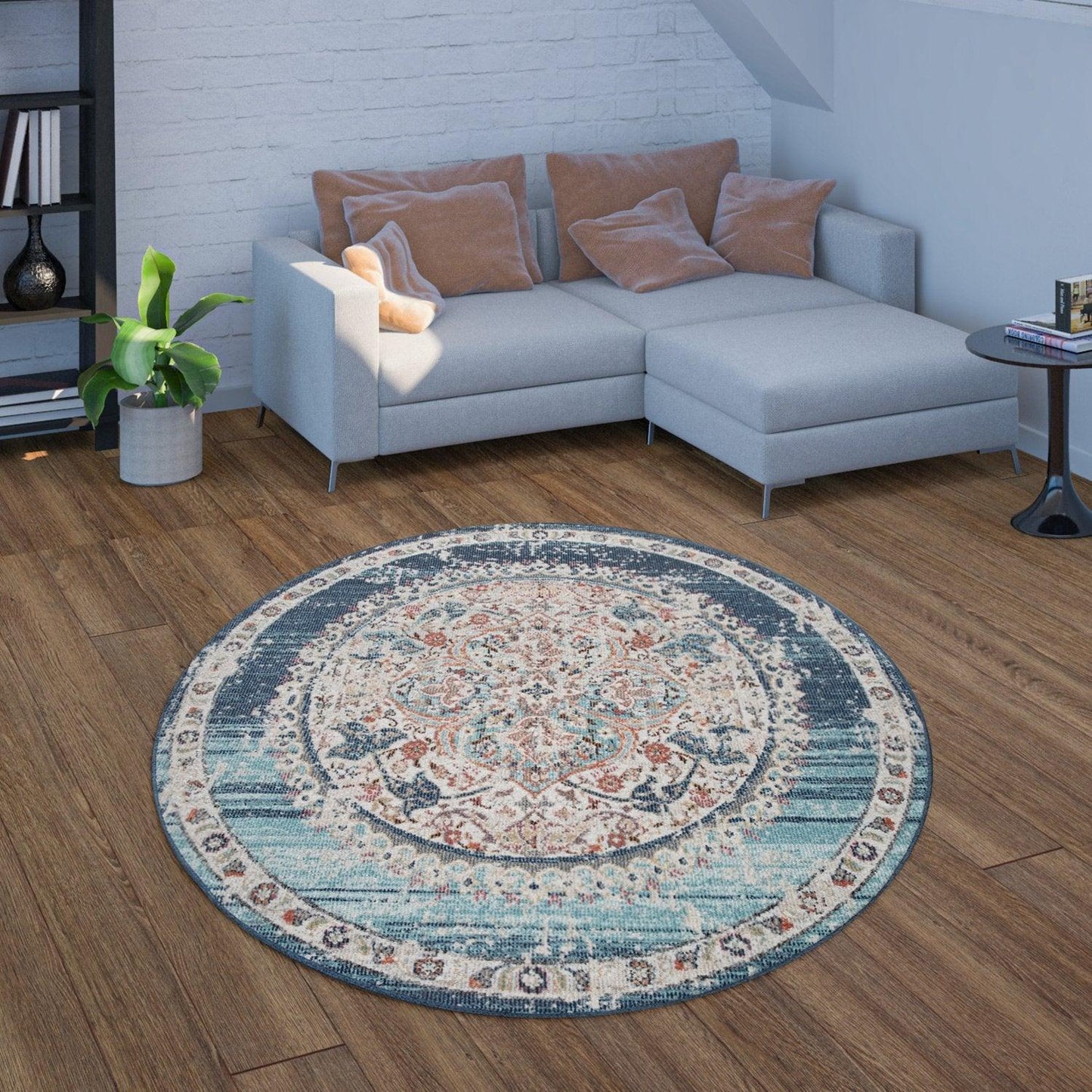 Blue Red Indoor & Outdoor Rug For Balcony Oriental Pattern - RugYourHome