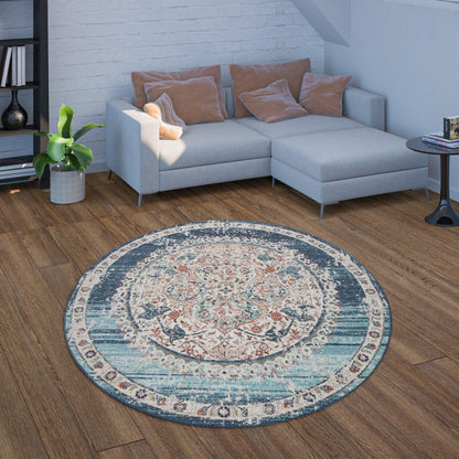 Blue Red Indoor & Outdoor Rug For Balcony Oriental Pattern - RugYourHome
