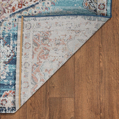 Blue Red Indoor & Outdoor Rug For Balcony Oriental Pattern - RugYourHome