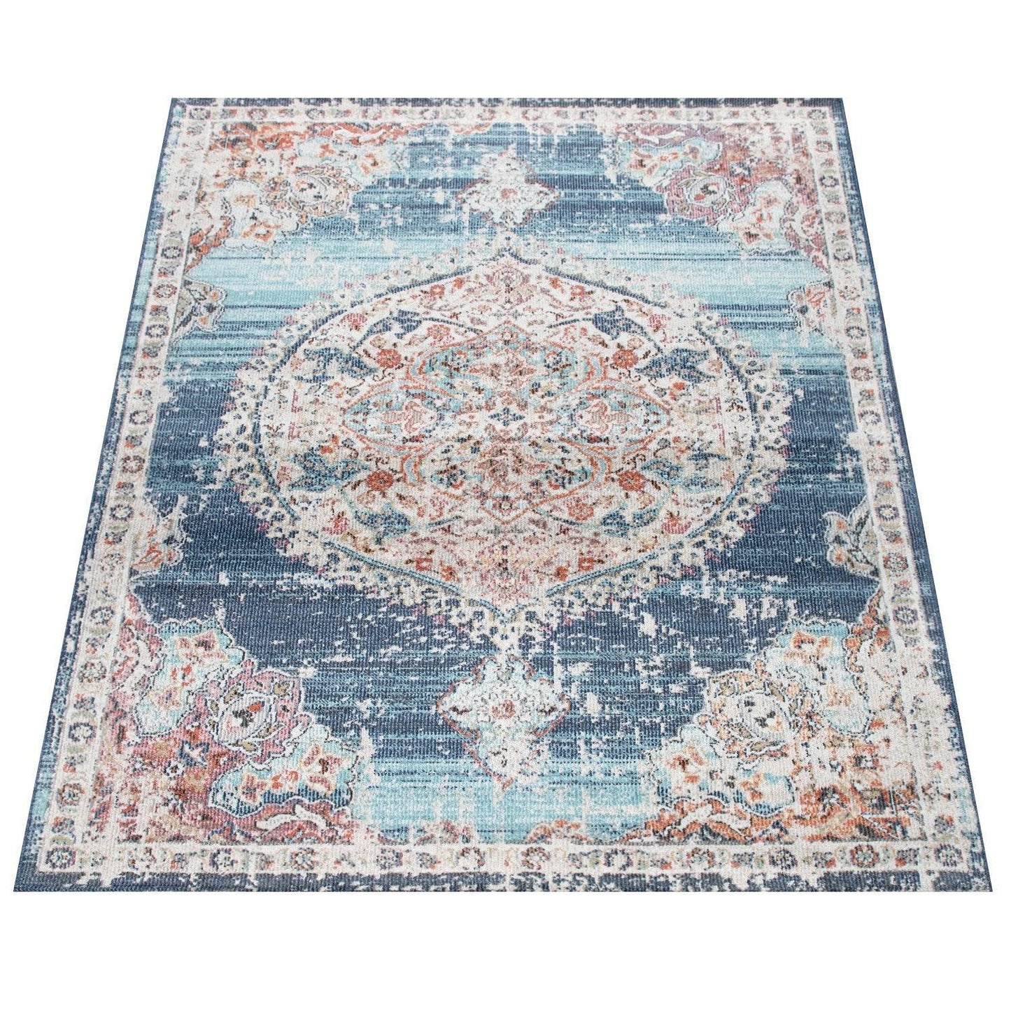 Blue Red Indoor & Outdoor Rug For Balcony Oriental Pattern - RugYourHome