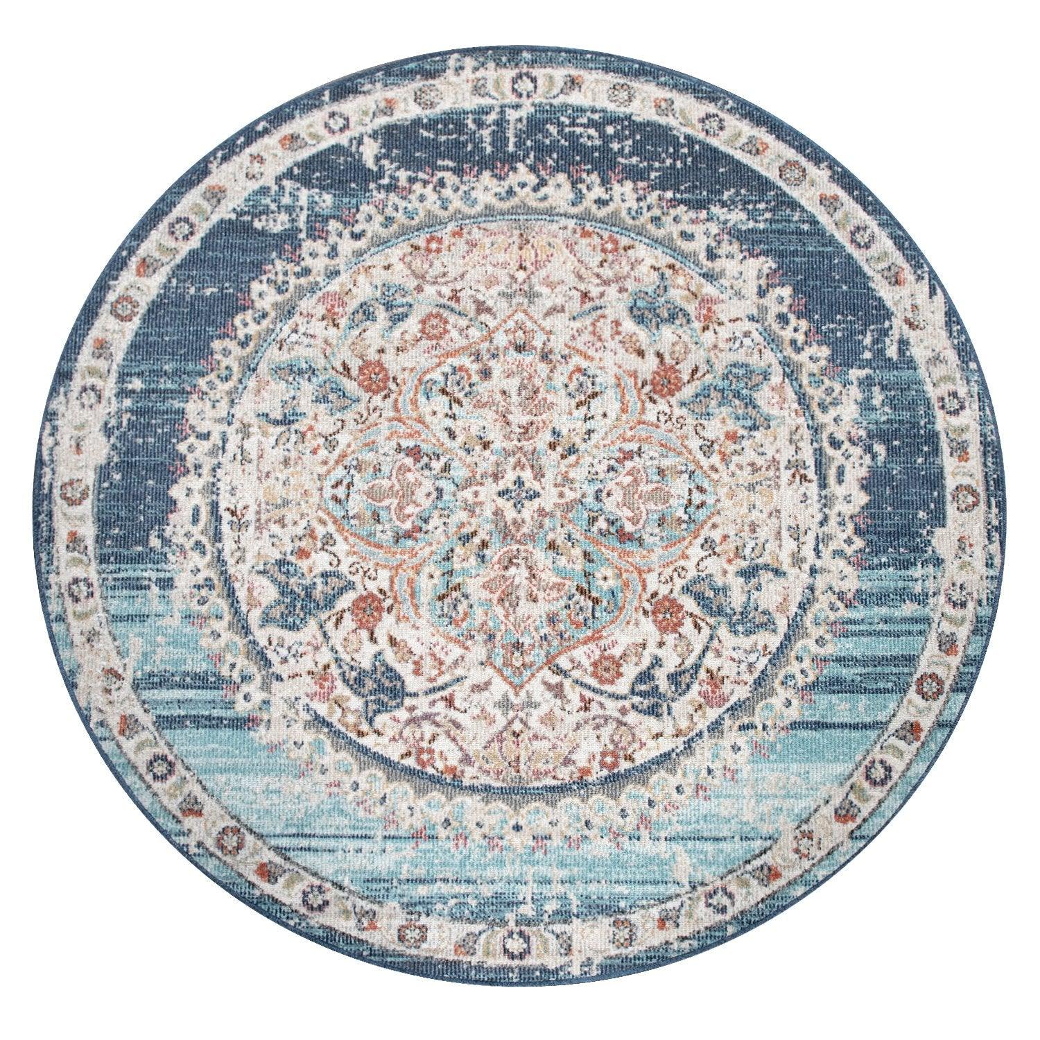 Blue Red Indoor & Outdoor Rug For Balcony Oriental Pattern - RugYourHome