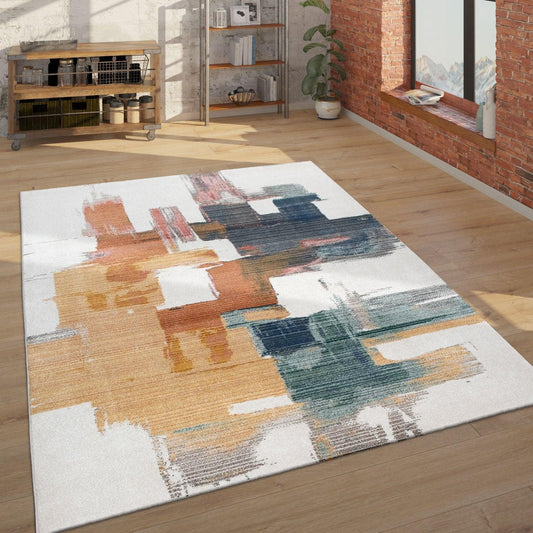 Colorful Area Rug Modern Art 3D Effect Cream, Blue, Yellow - RugYourHome
