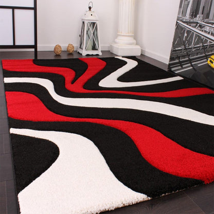 Designer Area Rug with Contour Cut and Modern Wave Pattern - RugYourHome