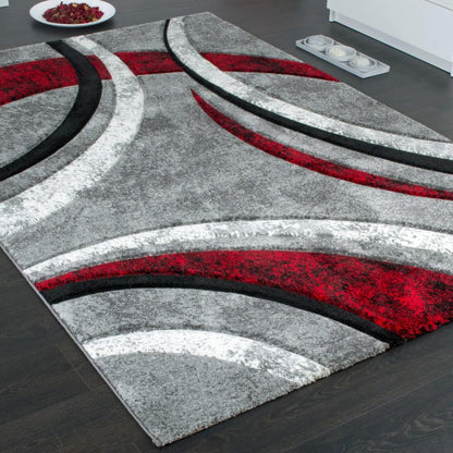 Designer Rug Brilliance Grey Red Geometric Pattern - RugYourHome