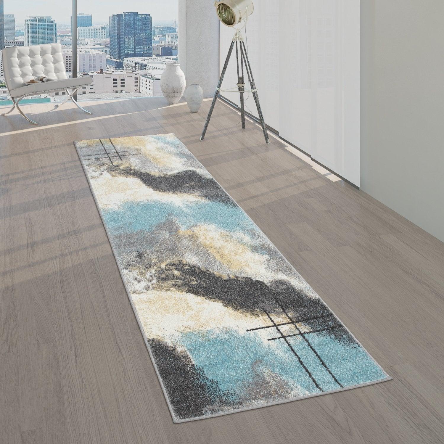 Designer Rug For Living Room, Pastel Colours, Colour Gradients, Abstract In Yellow - RugYourHome
