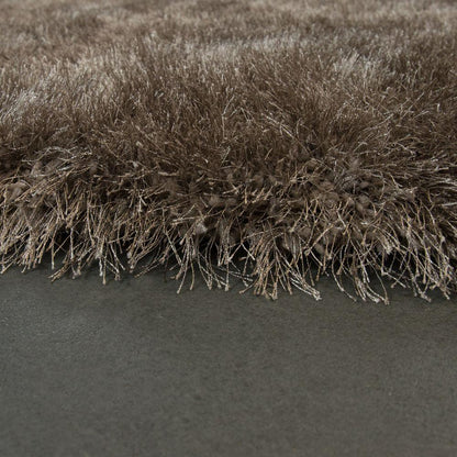 Fluffy Rug Shaggy For Living Room in Brown Soft & Shimmering - RugYourHome