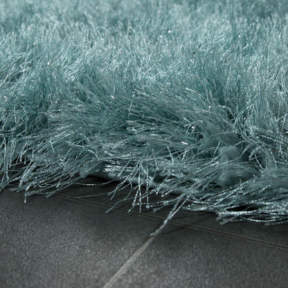 Fluffy Rug Shaggy For Living Room in Turquois Soft & Shimmering - RugYourHome