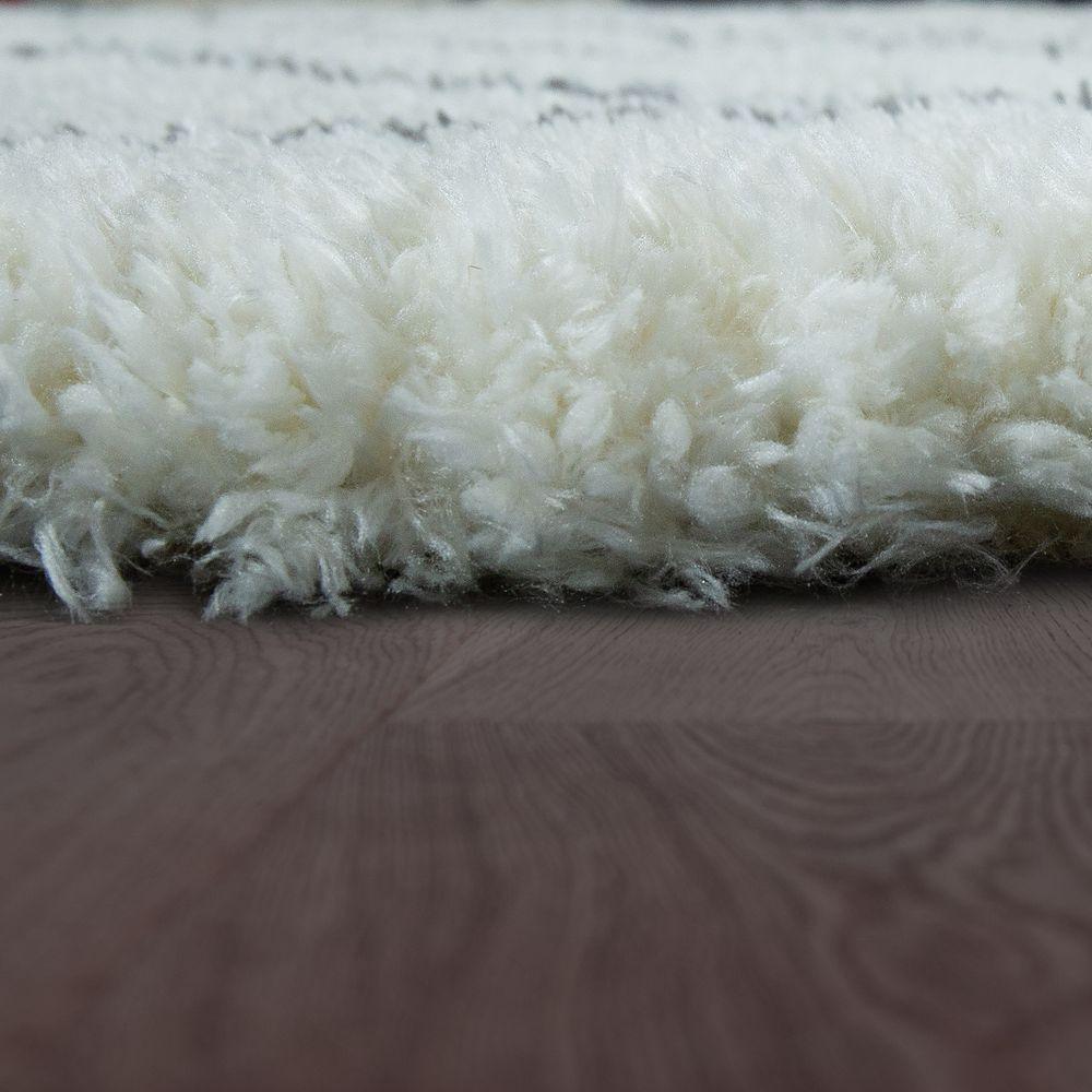 Fluffy Shag Rug Flokati Style Diamond Pattern Cream - RugYourHome