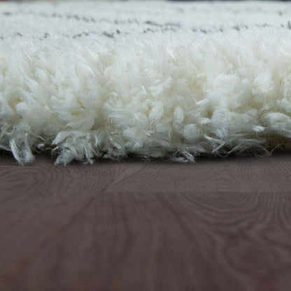 Fluffy Shag Rug Flokati Style Diamond Pattern Cream - RugYourHome