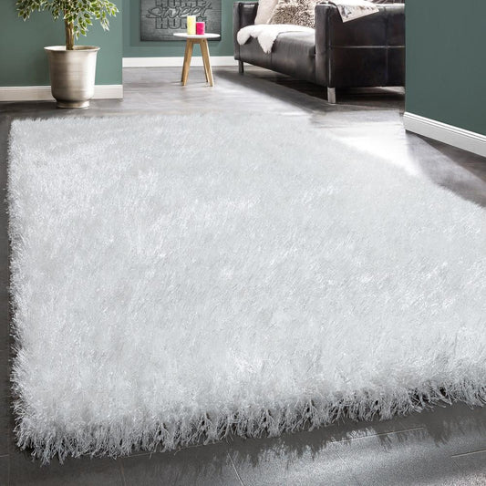 Fluffy White Rug Shaggy For Living Room Soft & Shimmering - RugYourHome