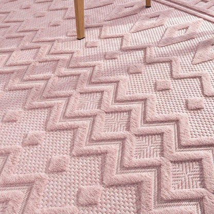 Indoor Outdoor Rug Livorno Geometric Trellis Pattern In Pink