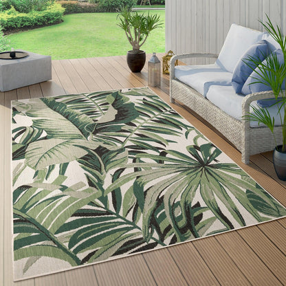 In- & Outdoor Rug Ostende for Patio Jungle Design - Green Beige - RugYourHome