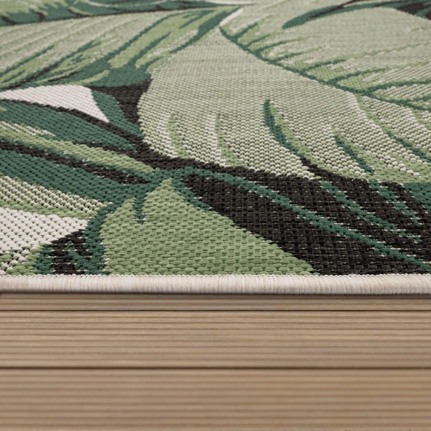 Paco Home Outdoor Rug Ostende Palm Leaf Design Waterproof - Beige Green 5'3 x 7'7