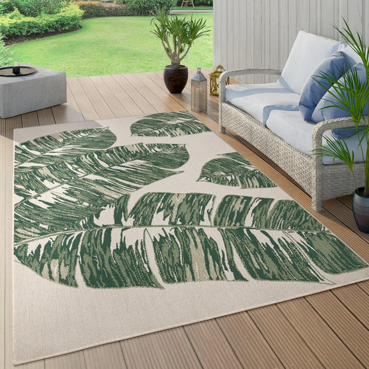 In- & Outdoor Rug Ostende Jungle Leaves - Cream Green - RugYourHome