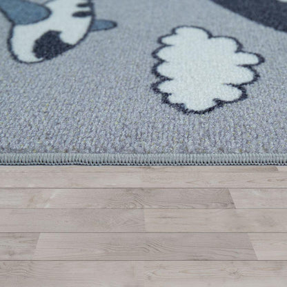 Kids Play Rug for Nursery Hopscotch Streets in Grey Blue - RugYourHome