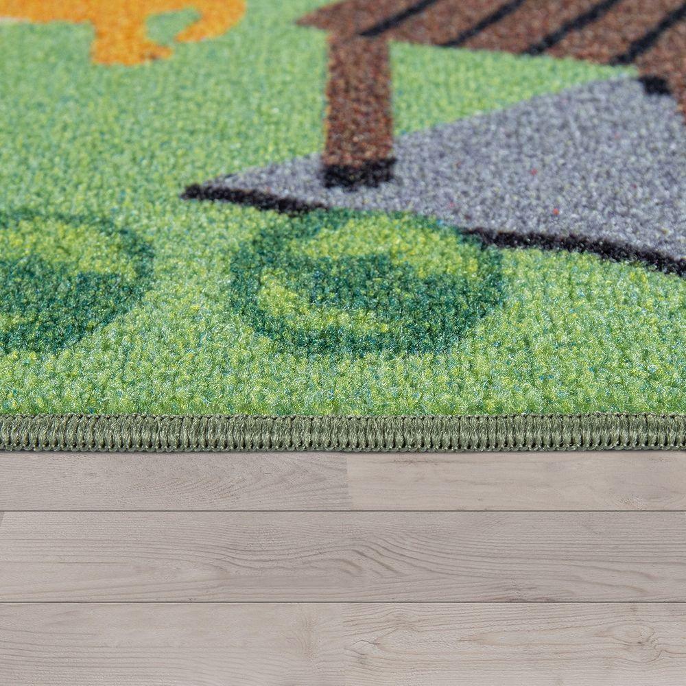 Kids Play Rug for Nursery Zoo Animals green brown colorful