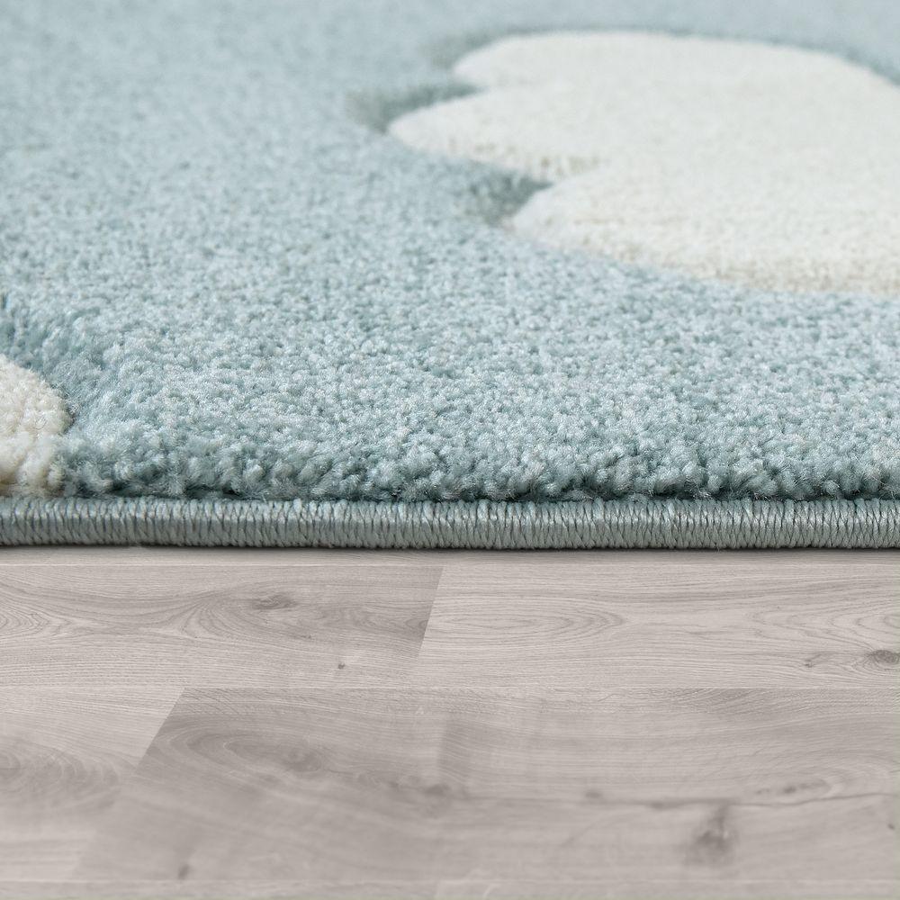 Kids Room Rug Cosmo with Clouds in Pastel Blue White - RugYourHome