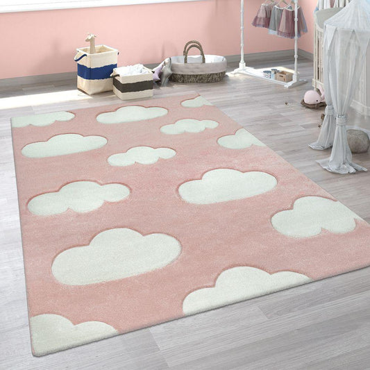 Paco Home Kids Rug with Stars for Nursery Starry Sky in grey, pink and  green 6'7 Round - Grey 