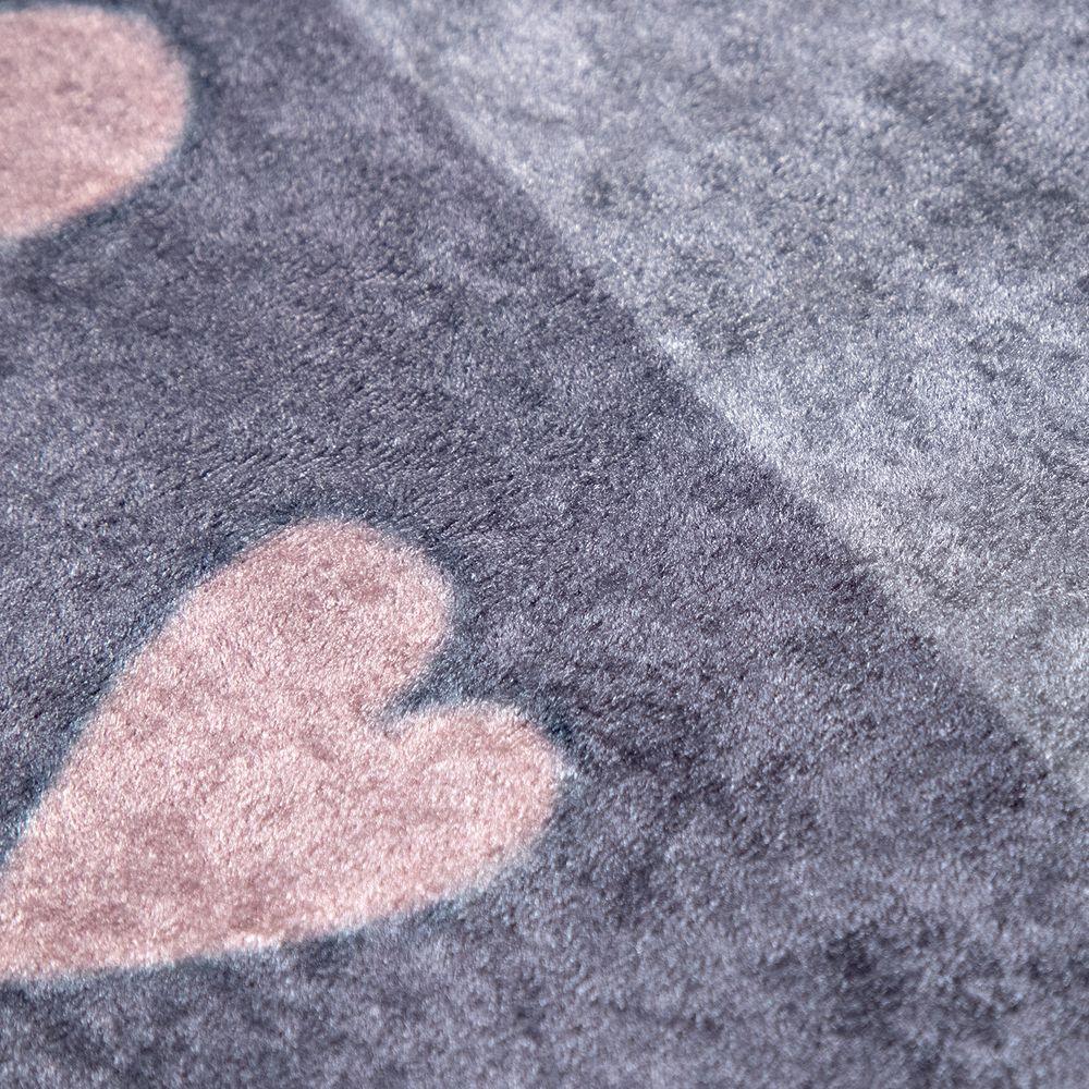 Kids Rug Cloud and Hearts for Nursery in Grey Pink - RugYourHome