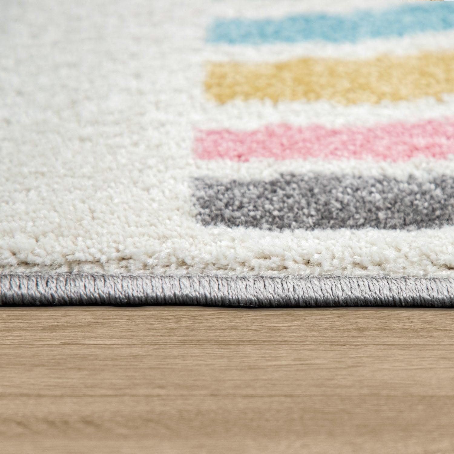 Kids Rug Cosmo with Rainbow & Clouds in Colorful Pink - RugYourHome